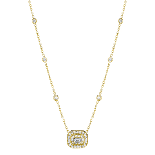 Vertical 18KT Yellow Gold Diamond Pendant