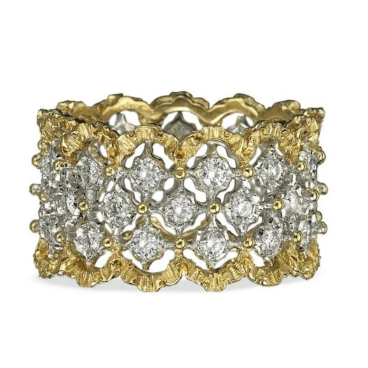 Vertical 18K Yellow and White Gold Eternelle Diamond Ring