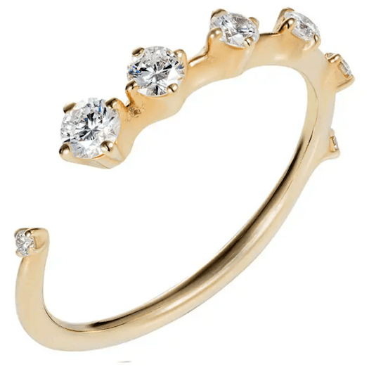 Vertical 18K Yellow Gold Sequence Diamond Small Band