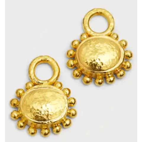 Vertical 19KT Yellow Gold Oval Hammer Earring Pendant