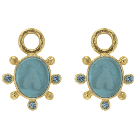 Vertical 19KT Yellow Gold Round Brilliant Earring Pendant