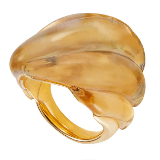 Vertical 18K Yellow Gold Flame Gleam Citrine Ring