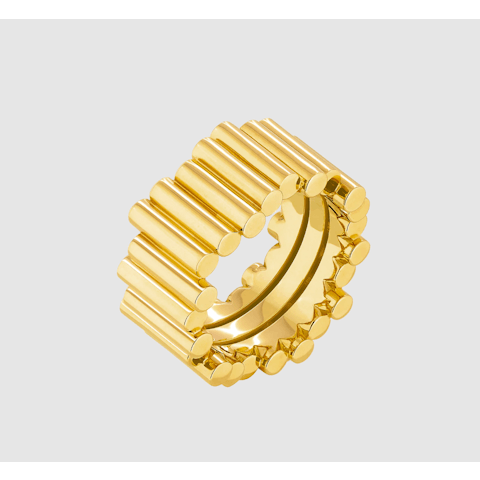 Vertical 18KT Yellow Gold Edge Large Cylinder Band