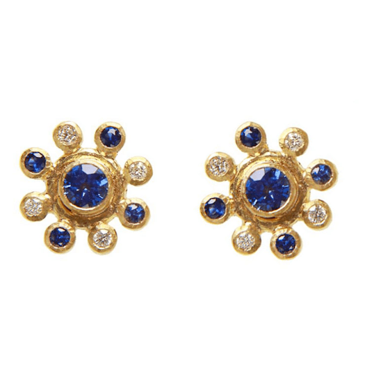 Vertical 19KT Yellow Gold Round Brilliant Round Brilliant Diamond Stud Earring