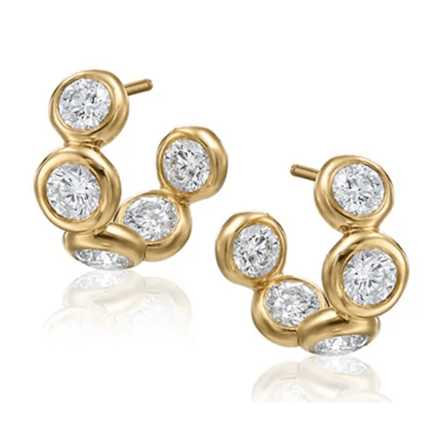 Vertical 18KT Yellow Gold Moonlight Small Diamond Hoop Earrings