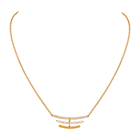 Vertical 18K Rose Gold Diamond Graduated Row Pendant Necklace 0.69cttw