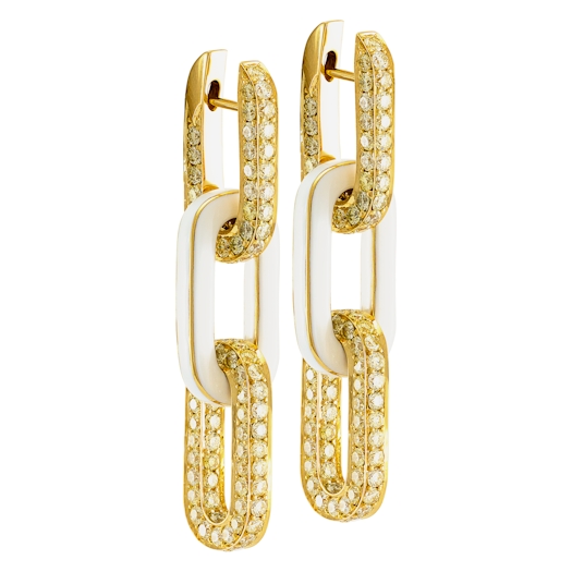 Vertical 18KT Yellow Gold Pave Diamond Earrings