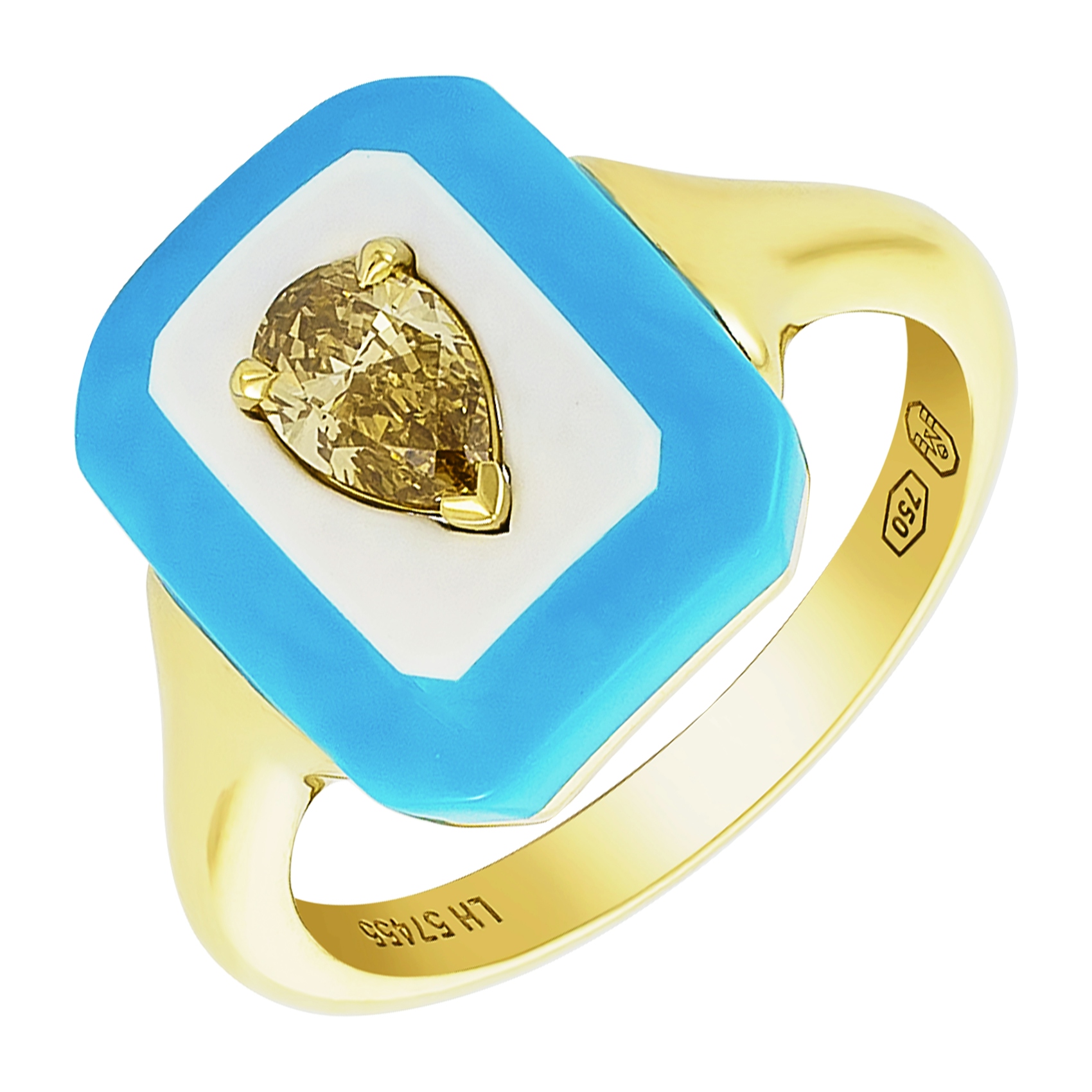 Vertical 18KT Yellow Gold Brown Diamond Ring