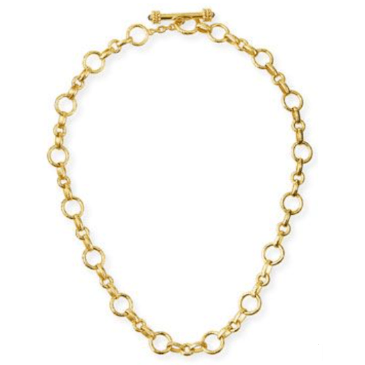Vertical 19KT Yellow Gold Circle Link Chain Necklace 17