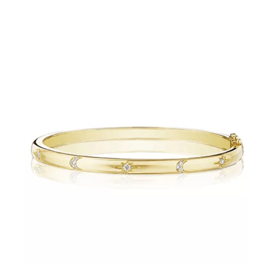 Vertical 18KT Yellow Gold Moonstar Diamond Stat