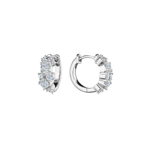 Vertical Round Brilliant Diamond Hoop Earrings