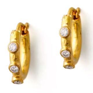 Vertical 19KT Yellow Gold 6 Hoop Earrings