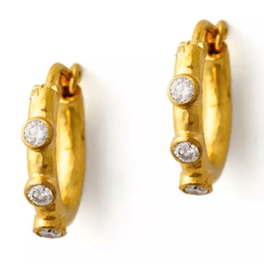 Vertical 19KT Yellow Gold 6 Hoop Earrings