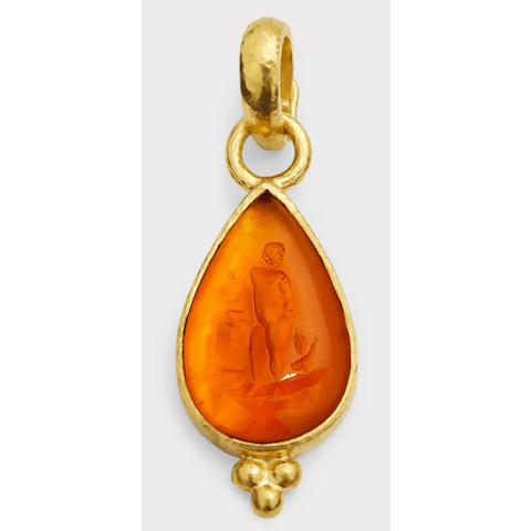 Vertical 19KT Yellow Gold Teardrop Pendant