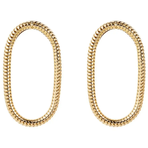 Vertical 18K Yellow Gold Parallel Single Chain Short Earrings