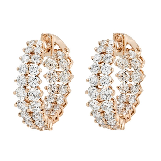 Vertical Gemini Round Brilliant Diamond Hoop Earrings