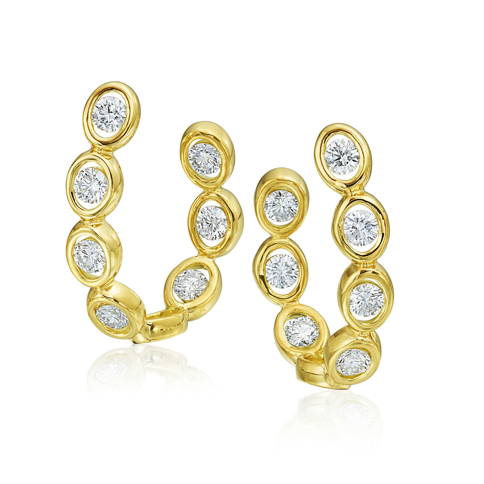 Vertical 18KT Yellow Gold Large Curve Hoop Earrings