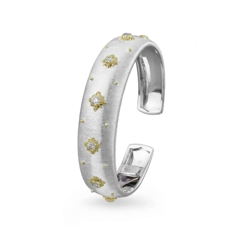 Vertical 18K White and Yellow gold Macri Bracelet with Diamonds