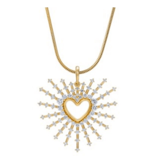 Vertical 18K Yellow Gold Clarity Diamond Pendant Necklace