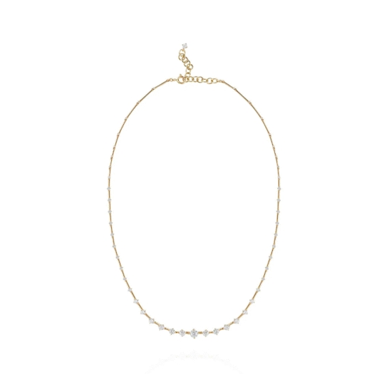 Vertical 18K Yellow Gold Diamond Station Small Necklace