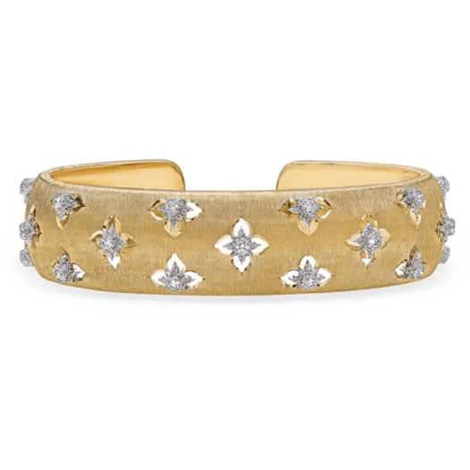 Vertical 18K Yellow and White Gold Macri Giglio Band Bracelet with Diamonds