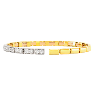 Vertical 18K Yellow Gold/White Gold Reflexion Diamond Square Station Cuff