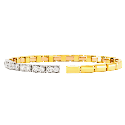 Vertical Round Brilliant Diamond Cuff Bracelet