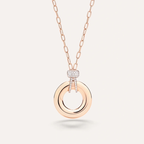 Vertical 18K Circle Pendant Necklace