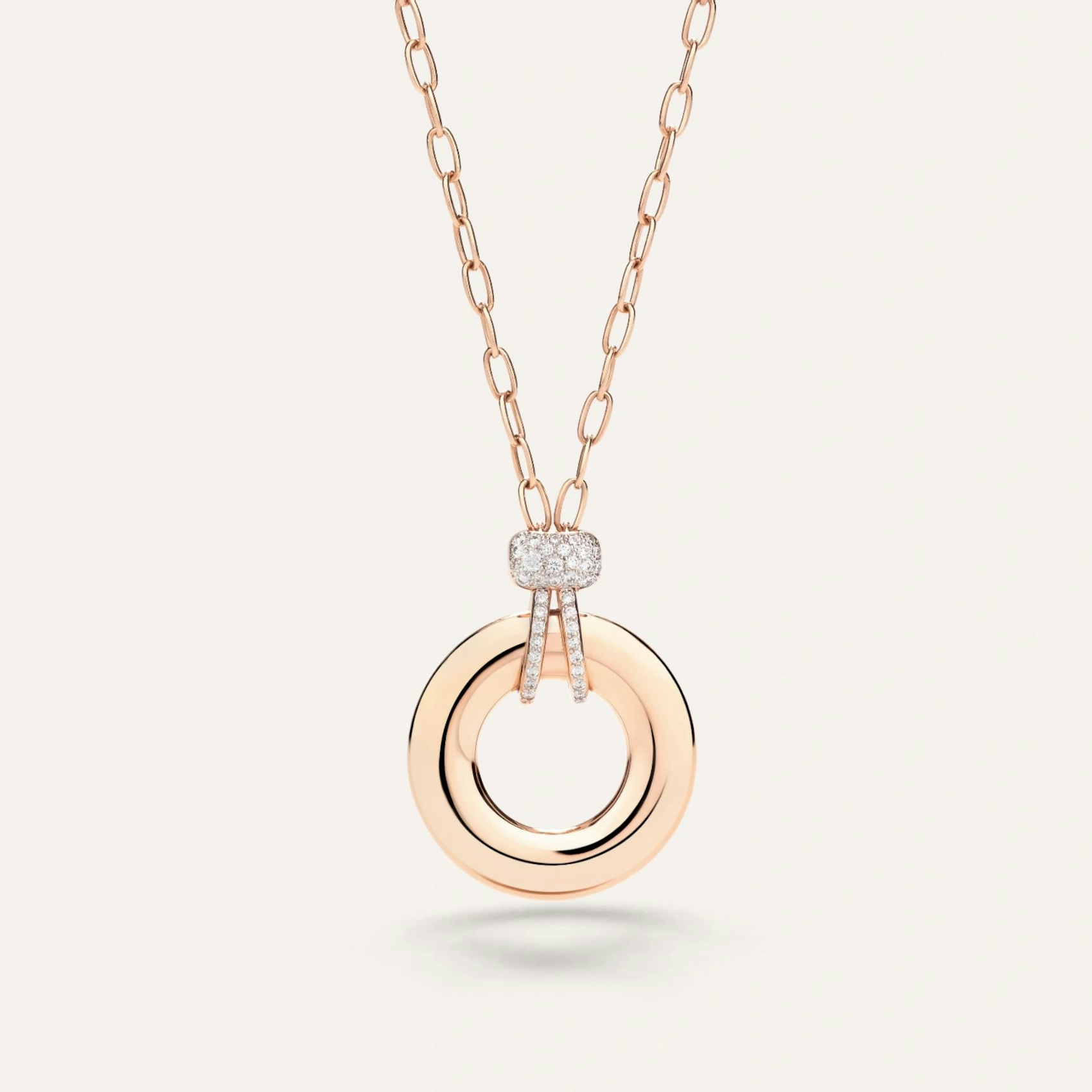 Vertical 18K Circle Pendant Necklace