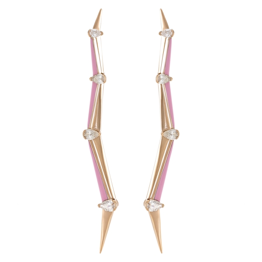 Vertical 18K Pink ZigZag Earrings