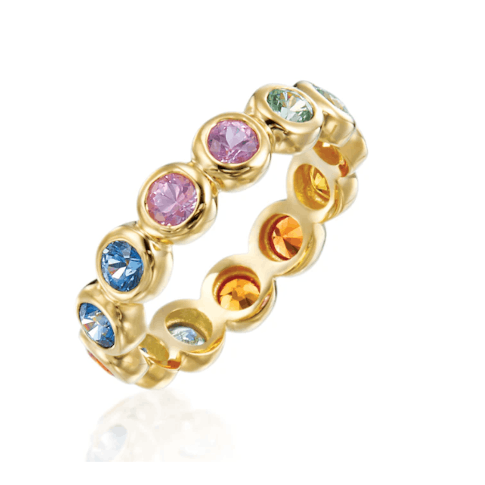 Vertical 18KT Yellow Gold Moonlight 13 Round Brilliant Ring