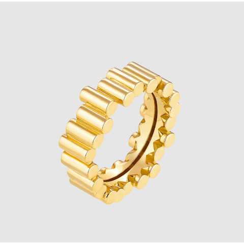 Vertical 18KT Yellow Gold Medium Edge Cylinder Band