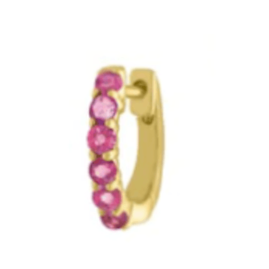 Vertical Rock Round Brilliant Huggie Hoop Earrings