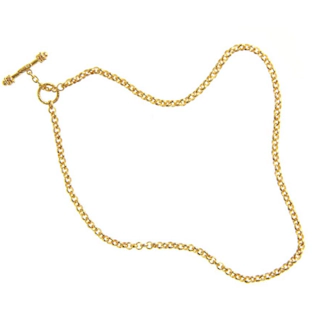 Vertical 19KT Yellow Gold Rolo Chain Necklace 17