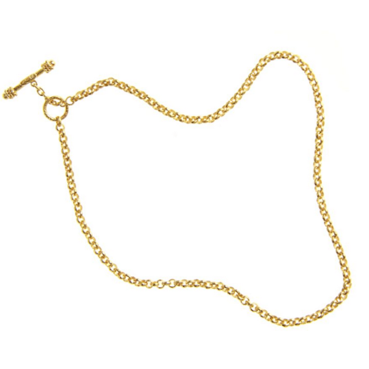 Vertical 19KT Yellow Gold Rolo Chain Necklace 17