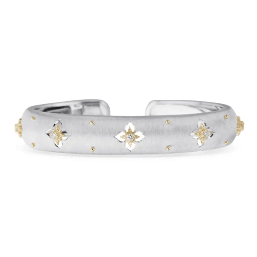 Vertical 18K White and Yellow Gold Macri Giglio Bracelet with Diamonds