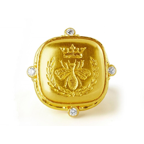 Vertical 19KT Yellow Gold Diamond Ring