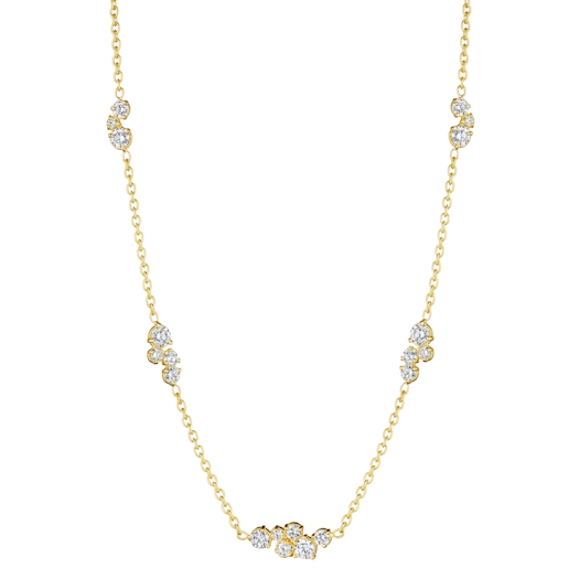 Vertical 18KT Yellow Gold Stardust Diamond Chain Necklace 18