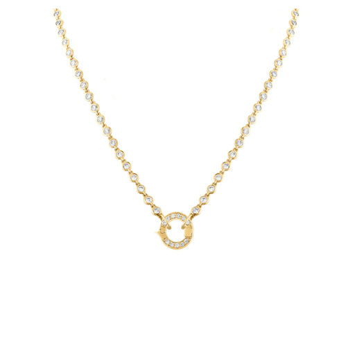 Vertical Mantra Round Brilliant Diamond Chain Necklace 16