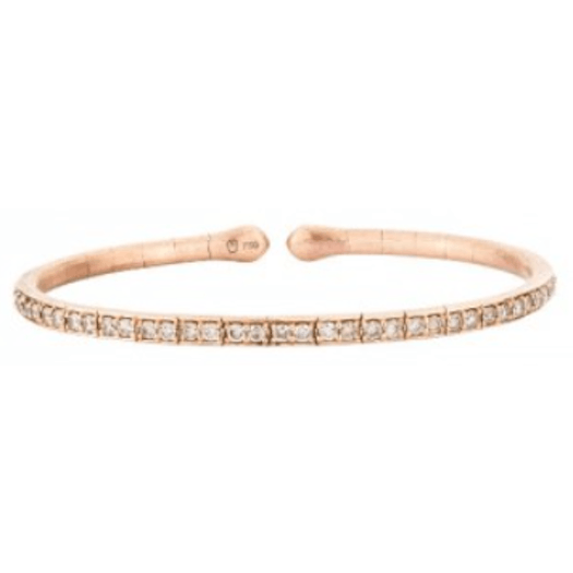 Vertical 18K Rose Gold Brown Diamond Flexible Cuff Bracelet