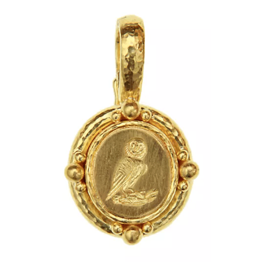 Vertical 19KT Yellow Gold Oval Bezel Pendant