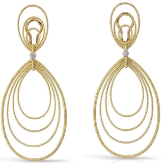 Vertical 18K Yellow and White Gold Hawaii Pendant Earrings