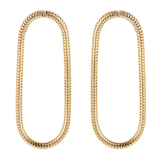 Vertical 18K Yellow Gold Parallel Single Chain Medium Earrings