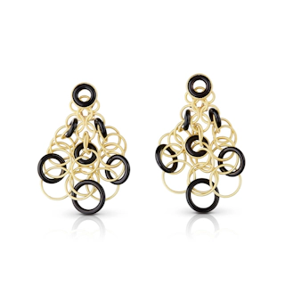 Vertical 18K Yellow Gold Hawaii Earrings with Onyx