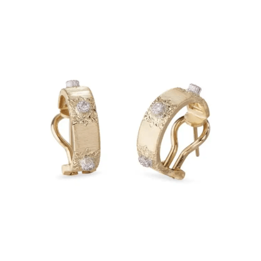 Vertical 18K Yellow and White Gold Macri Classica Earrings with Diamonds