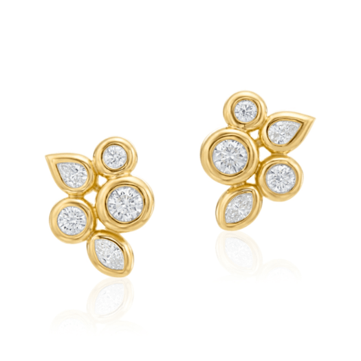 Vertical 18KT Yellow Gold Moonlight Stud Earring