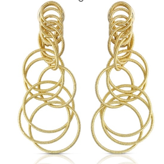 Vertical 18K Yellow Gold Hawaii Earrings with Small Circles