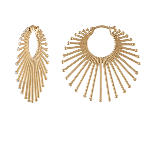 Vertical Large Diamond Hoop Earrings