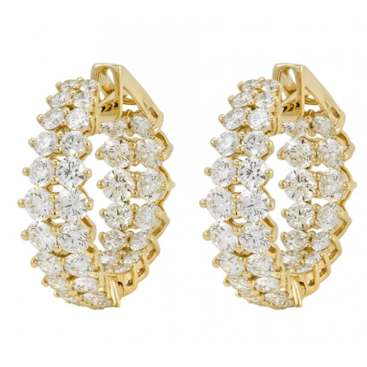 Vertical 18KT Yellow Gold Gemini Hoop Earrings
