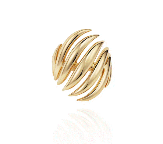Vertical 18K Yellow Gold Flame Medium Ring